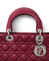 Dior Lady Dior Medium | Red Lambskin Silver Hardware-details