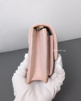 Dior My Dior Daily Chain Pouch | Powder Pink  Lambskin Light Gold Hardware-side