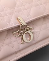 Dior My Dior Daily Chain Pouch | Powder Pink  Lambskin Light Gold Hardware-details