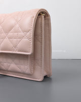 Dior My Dior Daily Chain Pouch | Powder Pink  Lambskin Light Gold Hardware-details