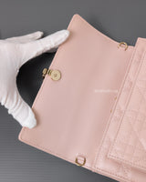 Dior My Dior Daily Chain Pouch | Powder Pink  Lambskin Light Gold Hardware-details