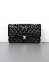 Chanel Classic Flap Medium  | Black  Caviar Silver Hardware-front1