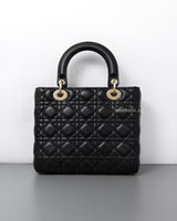 Dior Lady Dior Medium | Black Lambskin Light Gold Hardware-back