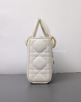 Dior Lady D-Joy Small | Latte Lambskin Light Gold Hardware-side