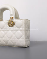 Dior Lady D-Joy Small | Latte Lambskin Light Gold Hardware-details