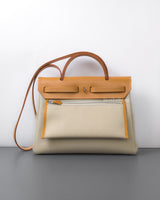 Hermes Herbag 31 | Beton/Naturel Sable Canvas Palladium Hardware-back