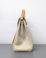 Hermes Herbag 31 | Beton/Naturel Sable Canvas Palladium Hardware-side