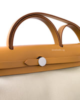 Hermes Herbag 31 | Beton/Naturel Sable Canvas Palladium Hardware-details