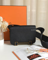 Hermes Geta Black Chevre Mysore Gold Hardware-front