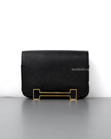 Hermes Geta Black Chevre Mysore Gold Hardware-front1