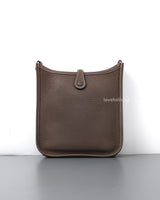 Hermes Evelyne Mini | Etoupe Taurillon Clemence Palladium Hardware-back