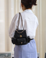Chanel Duma Backpack Small | 23K Black Caviar Gold Hardware-model