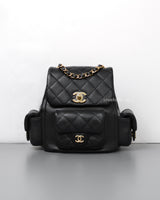 Chanel Duma Backpack Small | 23K Black Caviar Gold Hardware-front1