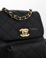 Chanel Duma Backpack Small | 23K Black Caviar Gold Hardware-details
