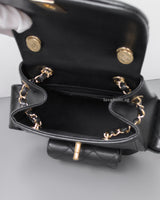 Chanel Duma Backpack Small | 23K Black Caviar Gold Hardware-details