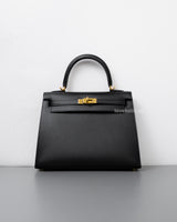 Hermes Kelly Sellier 25 | Black Epsom Gold Hardware-front1