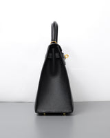 Hermes Kelly Sellier 25 | Black Epsom Gold Hardware-side