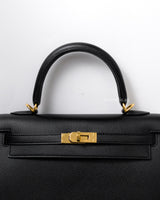 Hermes Kelly Sellier 25 | Black Epsom Gold Hardware-details