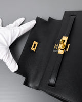 Hermes Kelly Sellier 25 | Black Epsom Gold Hardware-details