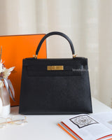 Hermes Kelly Sellier 28 | Black Epsom Gold Hardware-front