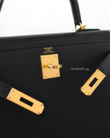Hermes Kelly Sellier 28 | Black Epsom Gold Hardware-details