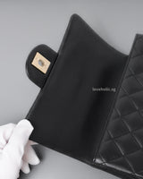 Chanel Mini Rectangle with Top Handle Black Lambskin Light Gold Hardware-details