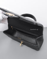 Chanel Mini Rectangle with Top Handle Black Lambskin Light Gold Hardware-details