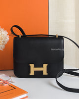 Hermes Constance Mini 18 | Black Epsom Gold Hardware-front