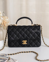 Mini Rectangle with Top Handle 21S Black Caviar Brushed Gold Hardware