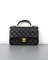 Chanel Mini Rectangle with Top Handle 21S Black Caviar Brushed Gold Hardware-front1
