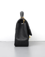 Chanel Mini Rectangle with Top Handle 21S Black Caviar Brushed Gold Hardware-side