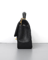 Chanel Mini Rectangle with Top Handle 21S Black Caviar Brushed Gold Hardware-details