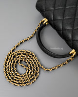 Chanel Mini Rectangle with Top Handle 21S Black Caviar Brushed Gold Hardware-details