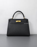 Hermes Kelly Sellier 28 | Black Epsom Gold Hardware-front1