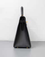 Hermes Kelly Sellier 28 | Black Epsom Gold Hardware-side