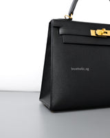 Hermes Kelly Sellier 28 | Black Epsom Gold Hardware-details
