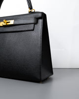 Hermes Kelly Sellier 28 | Black Epsom Gold Hardware-details