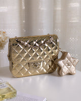 Chanel Mini Flap Bag 24C Metallic Gold Patent Leather Gold Hardware-front