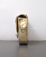 Chanel Mini Flap Bag 24C Metallic Gold Patent Leather Gold Hardware-details