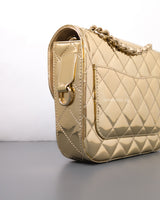 Chanel Mini Flap Bag 24C Metallic Gold Patent Leather Gold Hardware-details