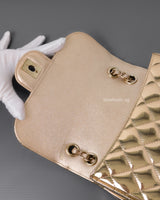 Chanel Mini Flap Bag 24C Metallic Gold Patent Leather Gold Hardware-details