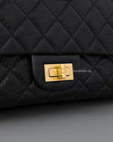 Chanel Reissue 2.55 Small | Black Aged Calfskin Brushed Gold Hardware-details