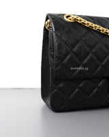 Chanel Reissue 2.55 Small | Black Aged Calfskin Brushed Gold Hardware-details