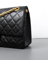 Chanel Reissue 2.55 Small | Black Aged Calfskin Brushed Gold Hardware-details