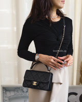 Chanel Top Handle Flap Bag Black Lambskin Gold Hardware-model
