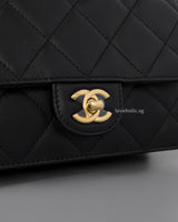 Chanel Top Handle Flap Bag Black Lambskin Gold Hardware-details