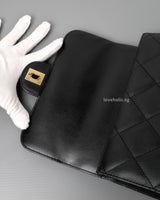 Chanel Top Handle Flap Bag Black Lambskin Gold Hardware-details