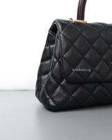 Chanel Coco Handle Small | Black Caviar Brushed Gold Hardware-details