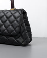 Chanel Coco Handle Small | Black Caviar Brushed Gold Hardware-details