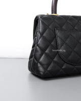 Chanel Coco Handle Small | Black Caviar Brushed Gold Hardware-details